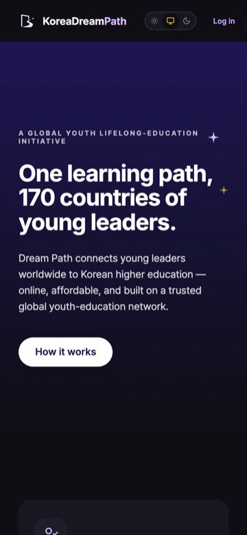 Mobile homepage of Korea Dream Path